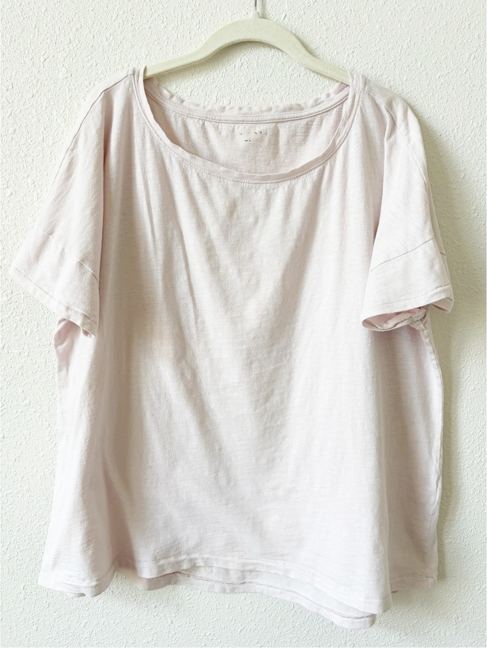 Eileen Fisher 100% Organic Cotton T Shirt Pale Pink Size Large Minimalist Casual